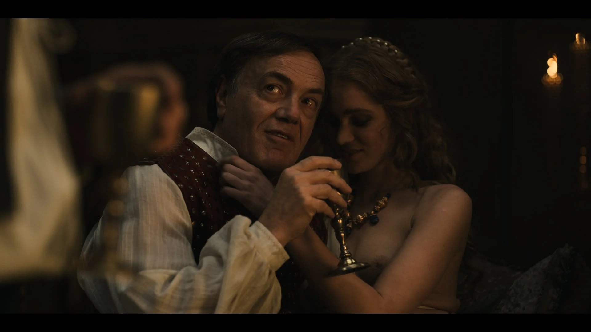 Filippo Maria Visconti, Duke of Milan, in a dimly lit scene from Rise of the Raven. Cinematography by Daniel Garas.