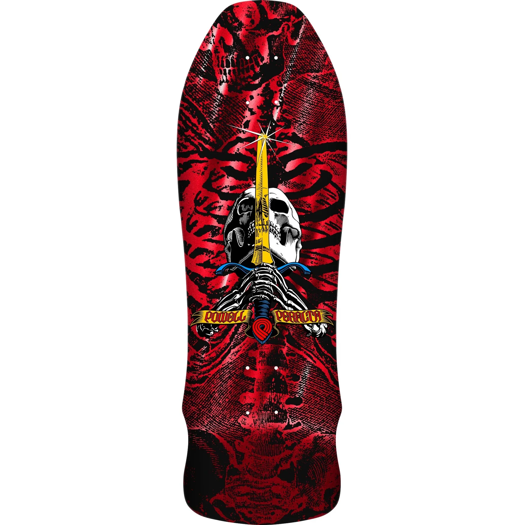 Powell Peralta GeeGah Skull and Sword Skateboard Deck - 9.75″ Red Foil