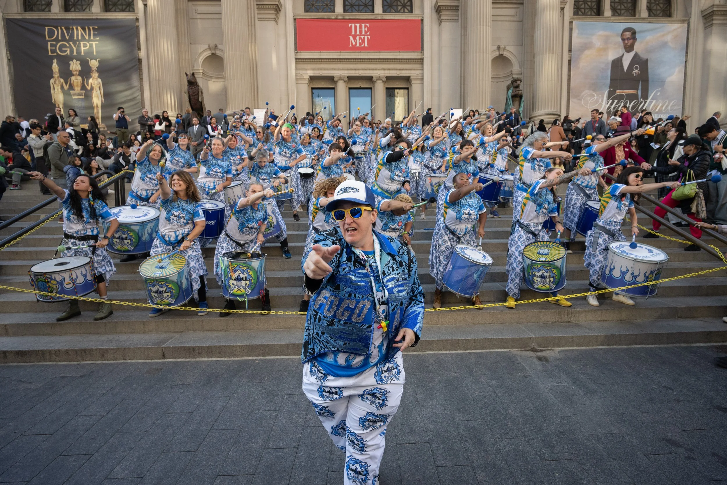 Stacy Kovacs FogoAzul NYC Founder and Artistic Director conducting the band at the Met.
