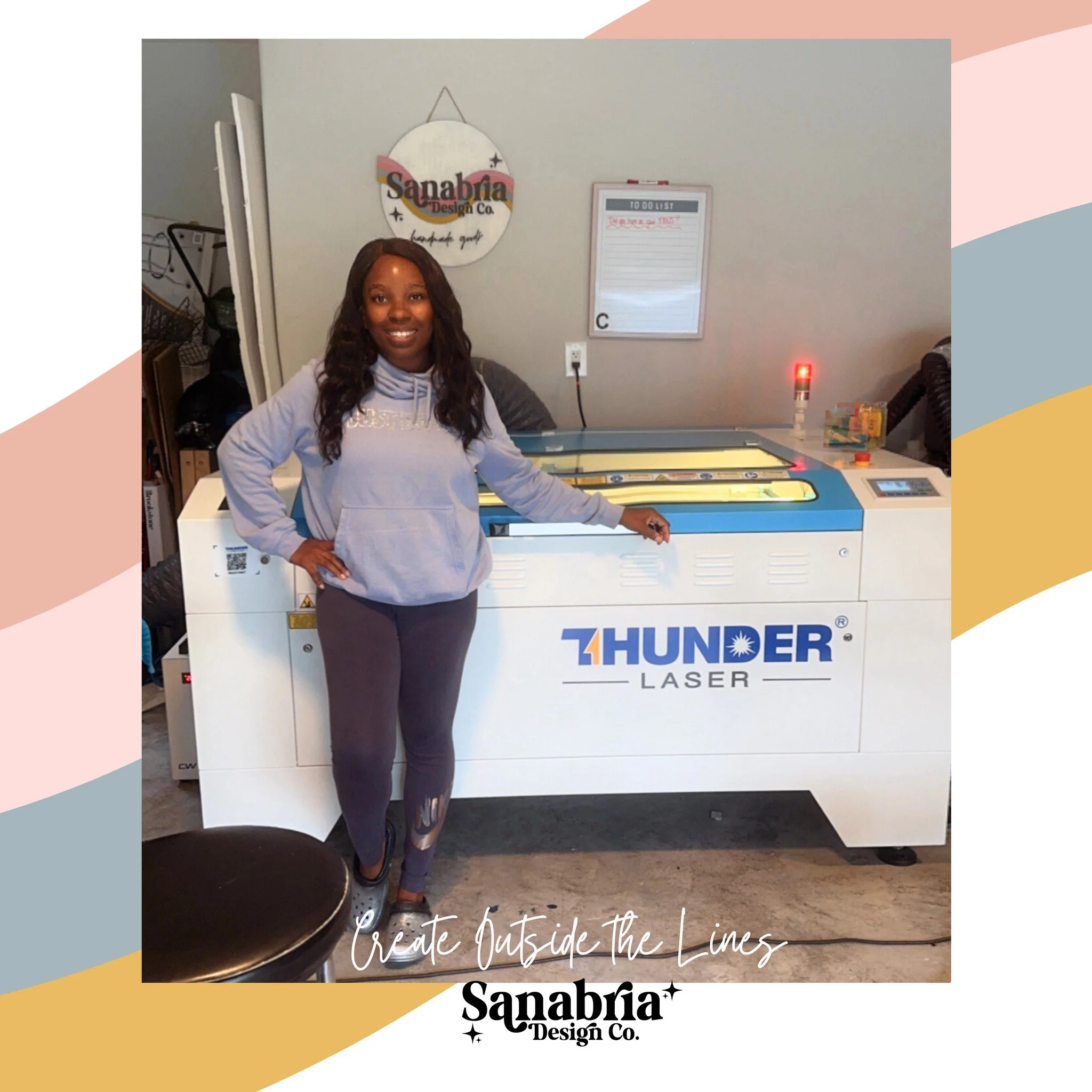 🚨 Exciting News Alert! 🚨

Sanabria Design Co. has added a brand new member to our laser family: meet Thelma the Thunder Laser! 🌩️ Thelma is already hard at work, making it possible for us to create even larger and more customized pieces for your h