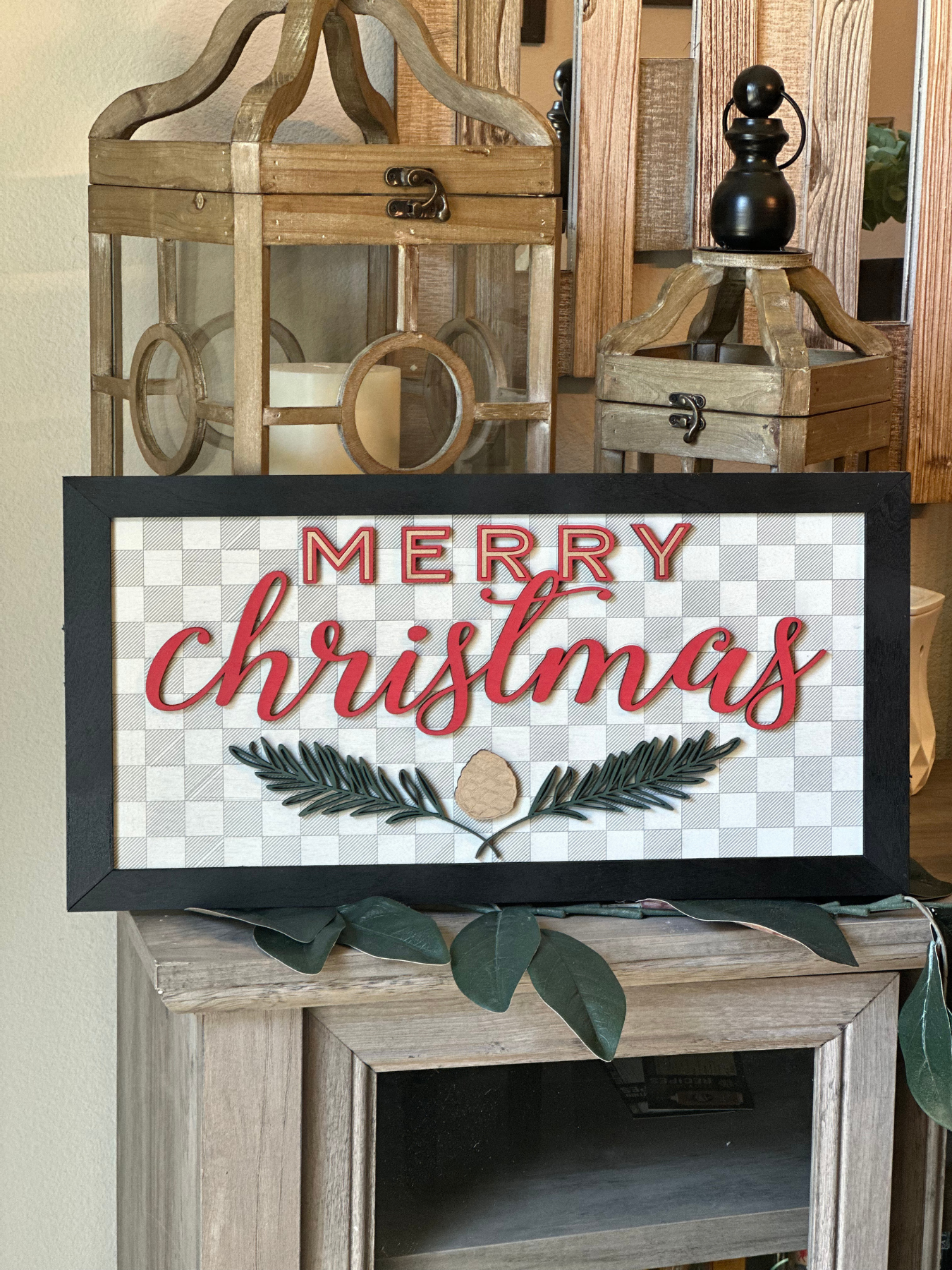 Merry Christmas Plaid Sign