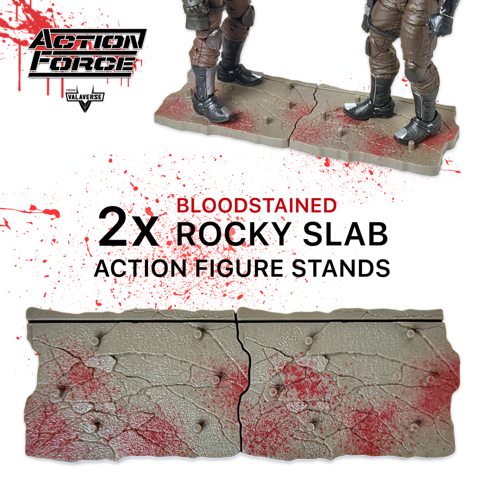 Valaverse ACTION FORCE | 2x "Bloodstained Concrete" Figure Base Stands