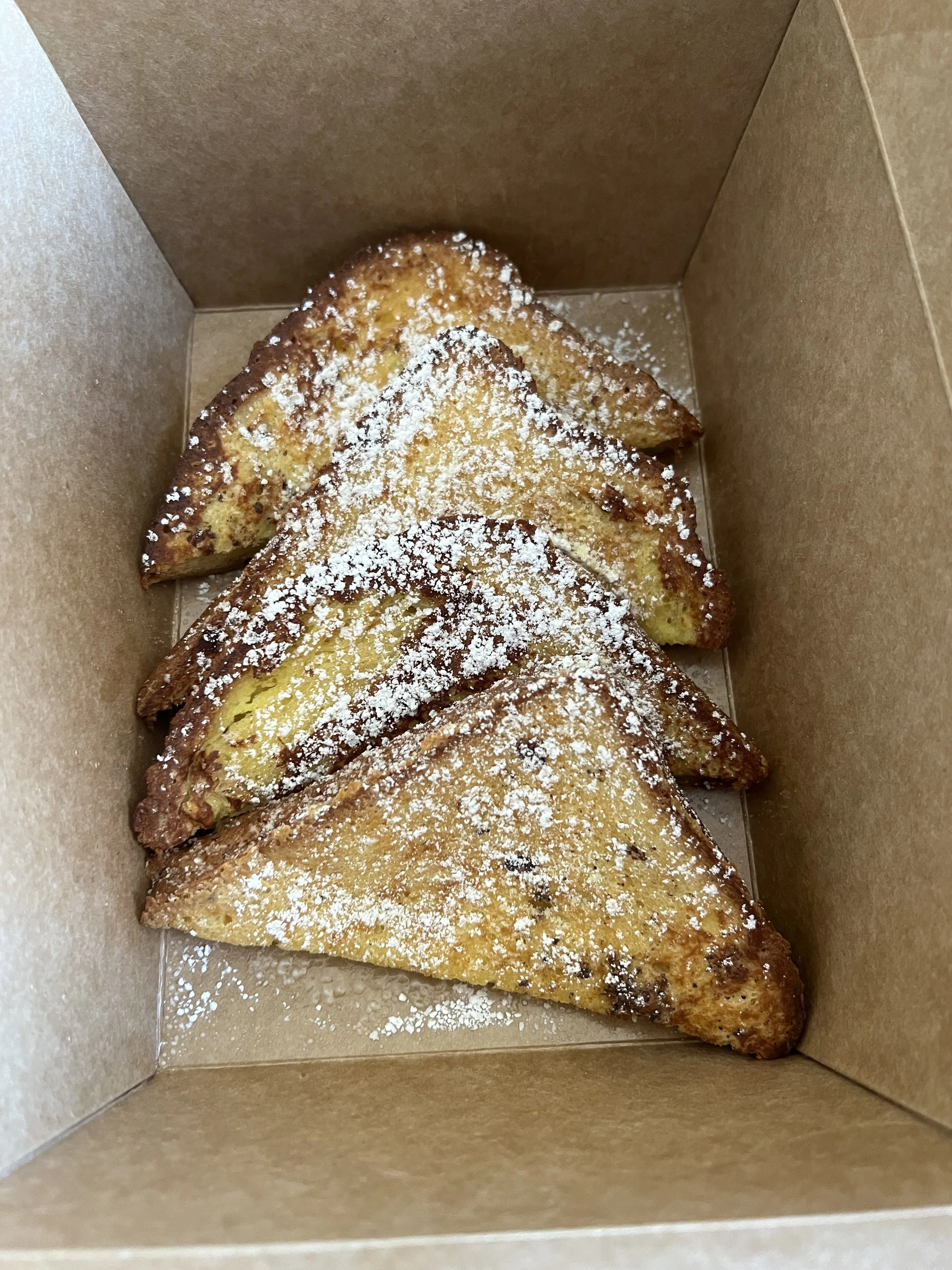 French toast in brown box