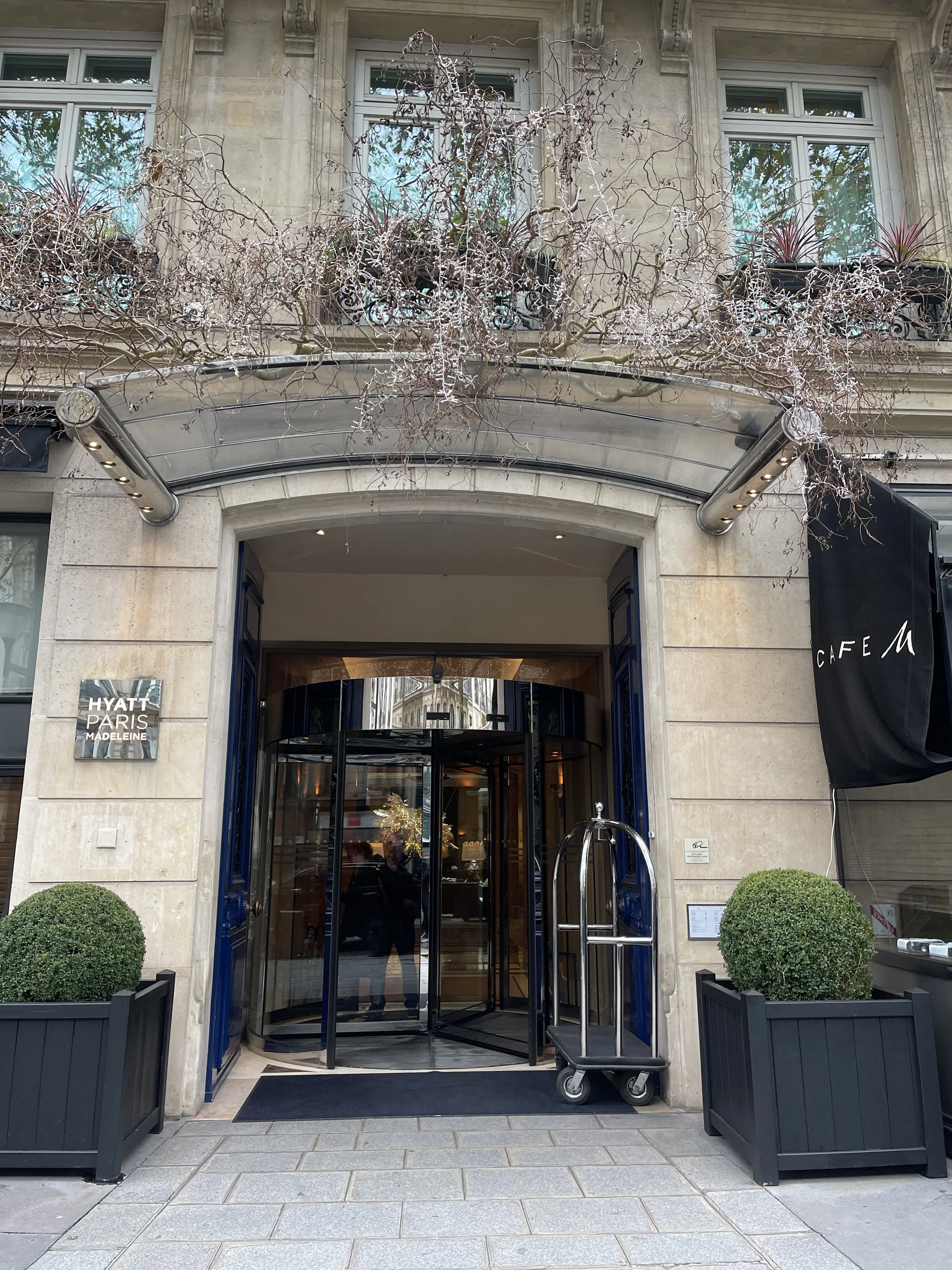 Hyatt Paris Madeleine facade with revolving door