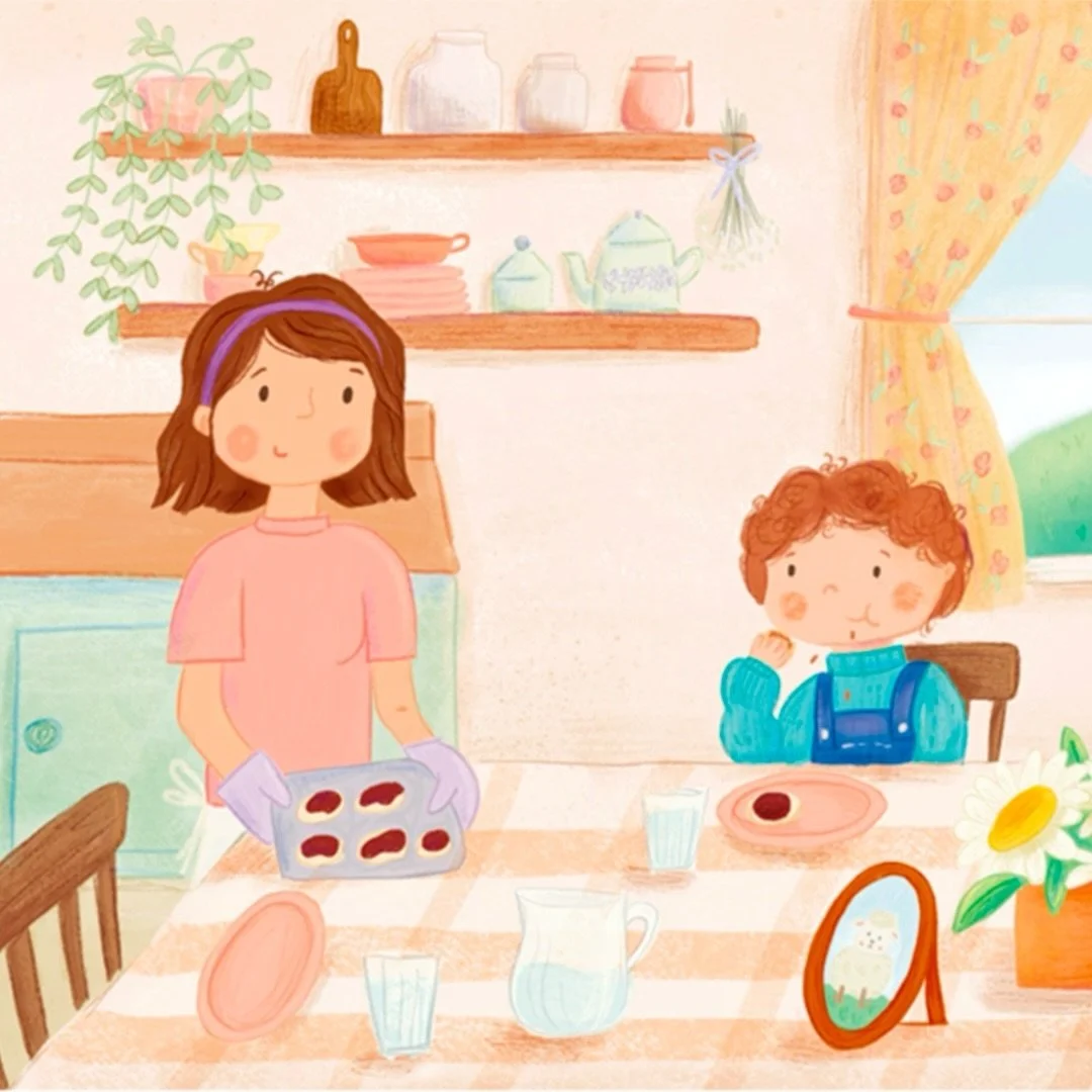 I&rsquo;m proud to share one of the spreads from the book I have illustrated &lsquo;Woolly Biscuits&rsquo; ☺️

I had so much fun drawing all the little homey details of a messy cozy kitchen 👩🏻&zwj;🍳

The book is due for publication early next year