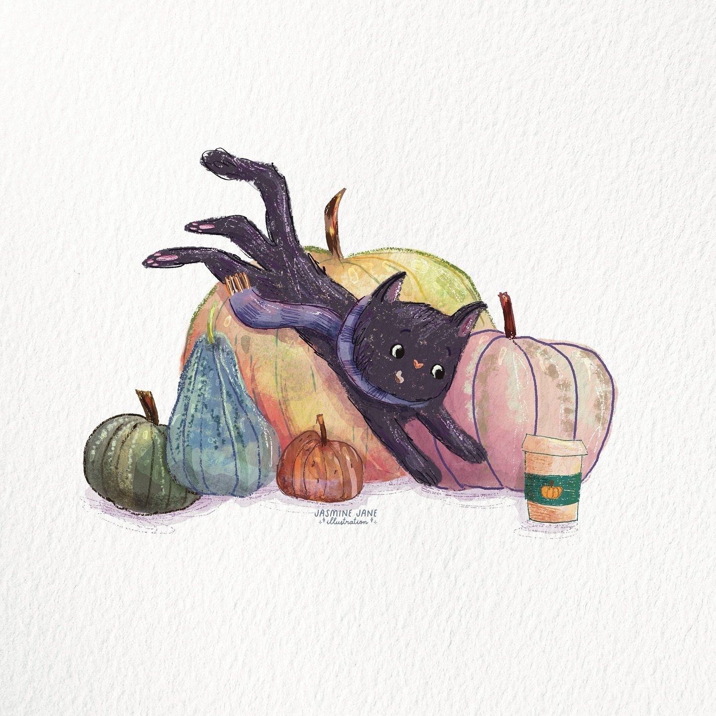 Jumping into PSL season ☕️

Thank you @mimimoo_illustration for the #redrawwithmimi challenge 😀 such a great idea, I went back and redrew this cat pumpkin illustration that I posted in September 2022. 

My style has changed a lot since then! I&rsquo
