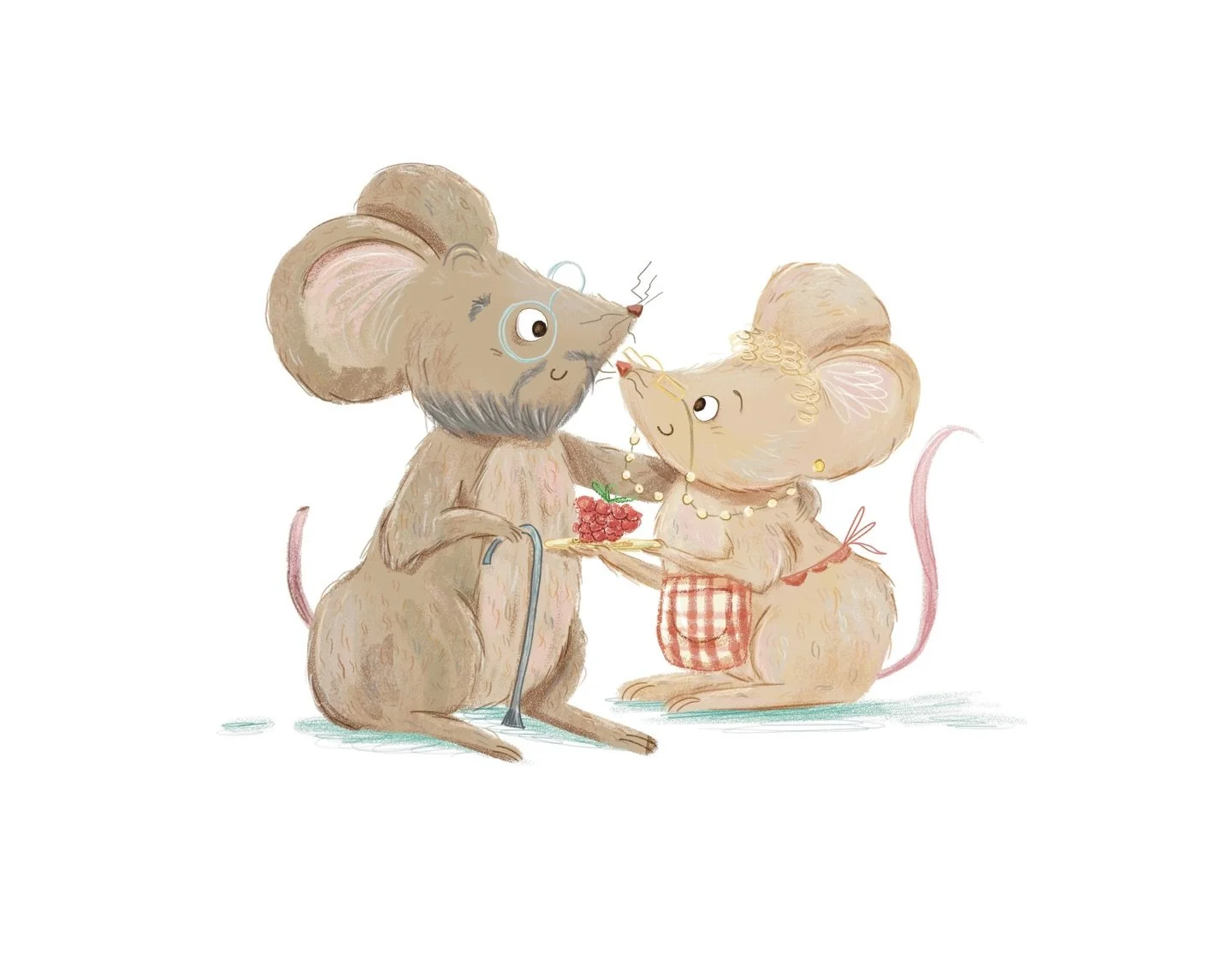 How adorable are these two?! I&rsquo;ve been wanting to create a series of character designs for a little mouse family and I started with the old and wise members 🥰 

Nan and Grampy mouse together since they were young but caring for each other 💕

