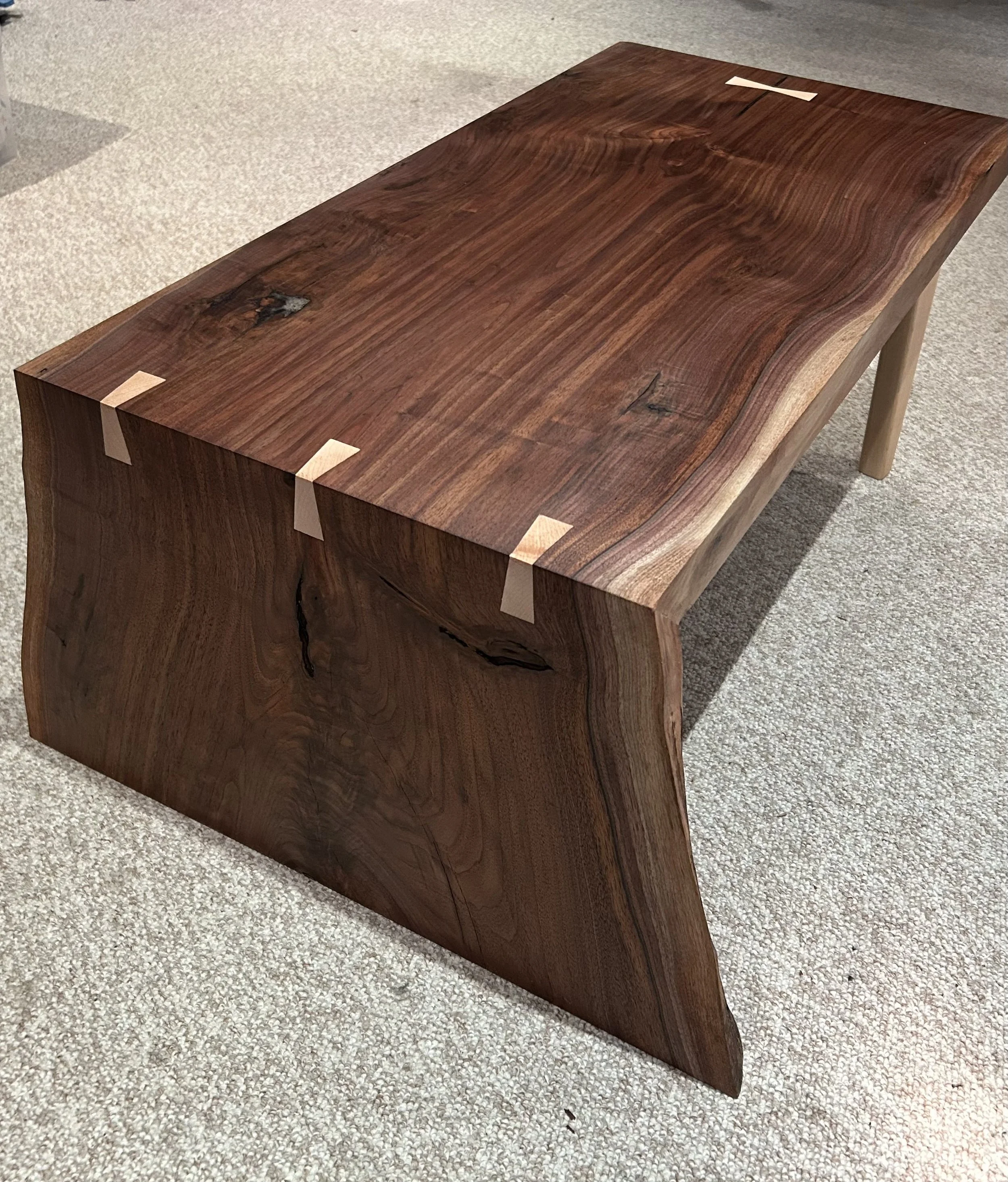 Walnut waterfall coffee table (available for sale $2900)