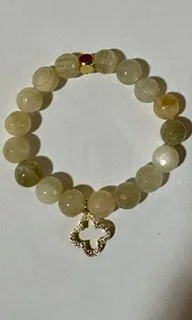 gold pave clover bracelet