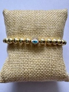 gold pave ball evil eye bracelet
