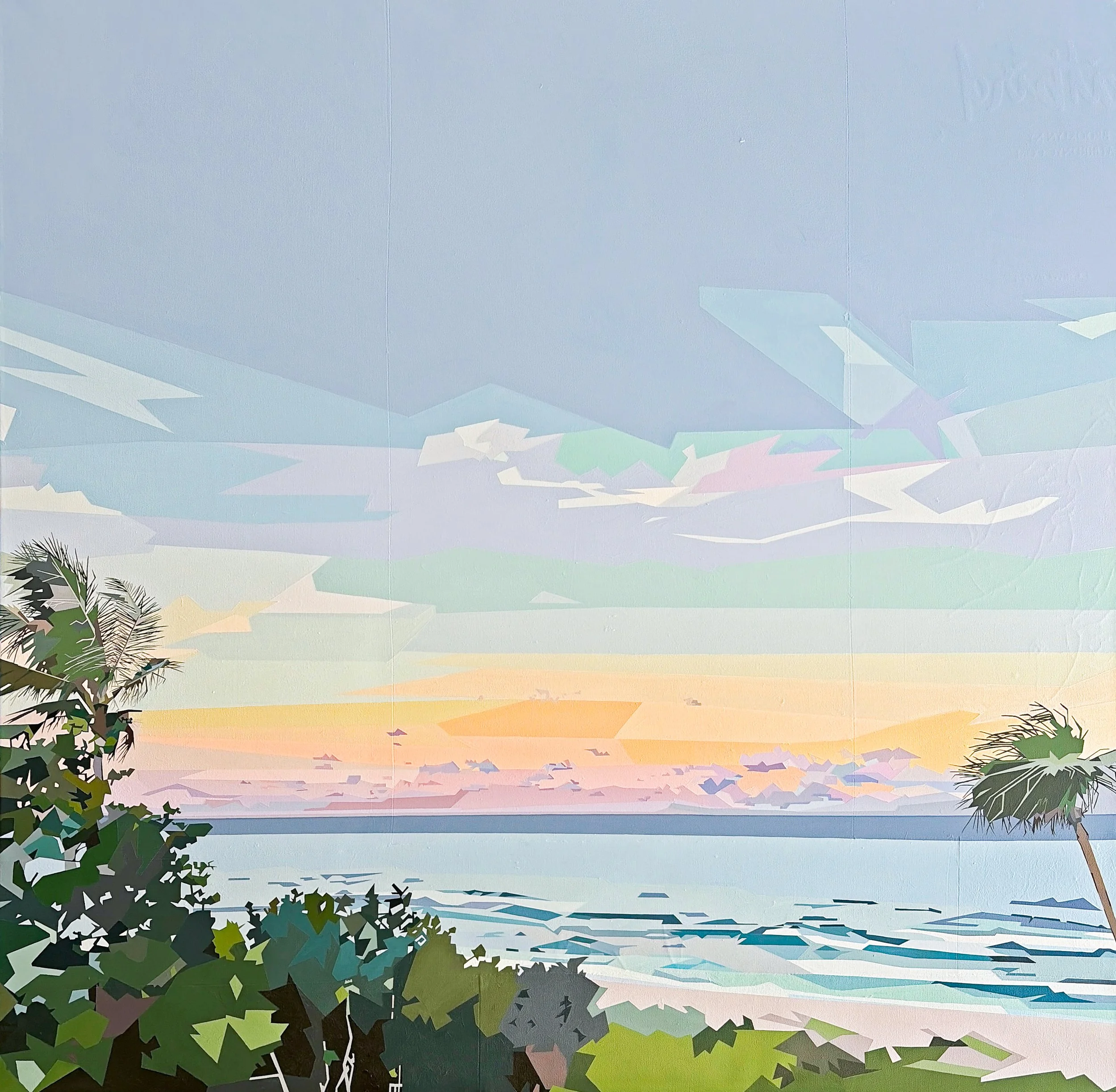 Palm Beach . acrylic on stretched recycled canvas . 36" x 36" x 1.5"