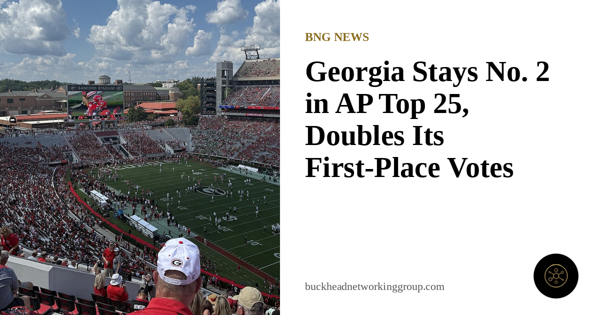 Georgia Stays No. 2 in AP Top 25, Doubles Its First-Place Votes