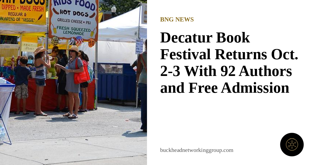 Decatur Book Festival Returns Oct. 2-3 With 92 Authors and Free Admission