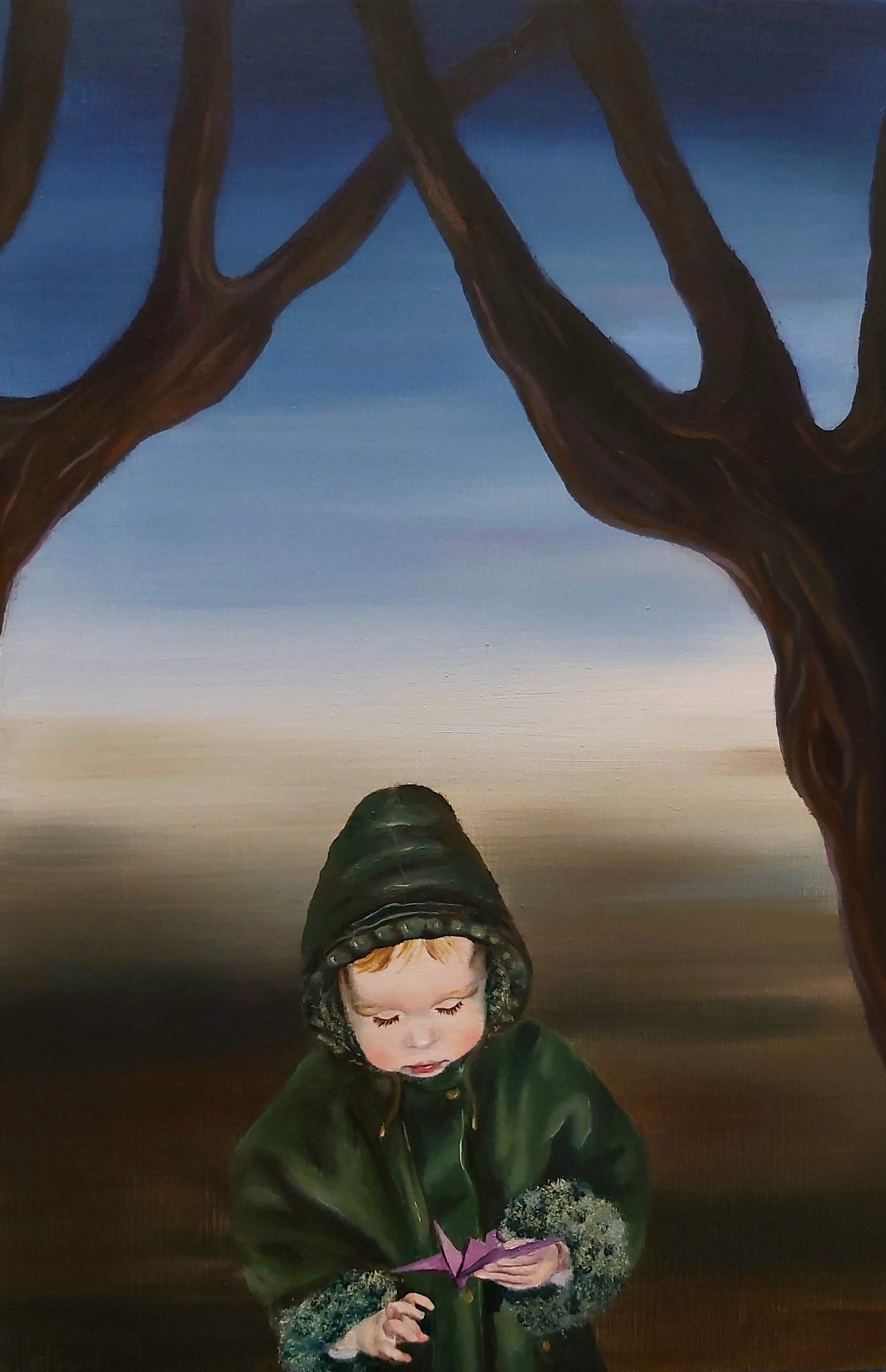 Welke witte dieren? Oil on wood, 25x18cm.