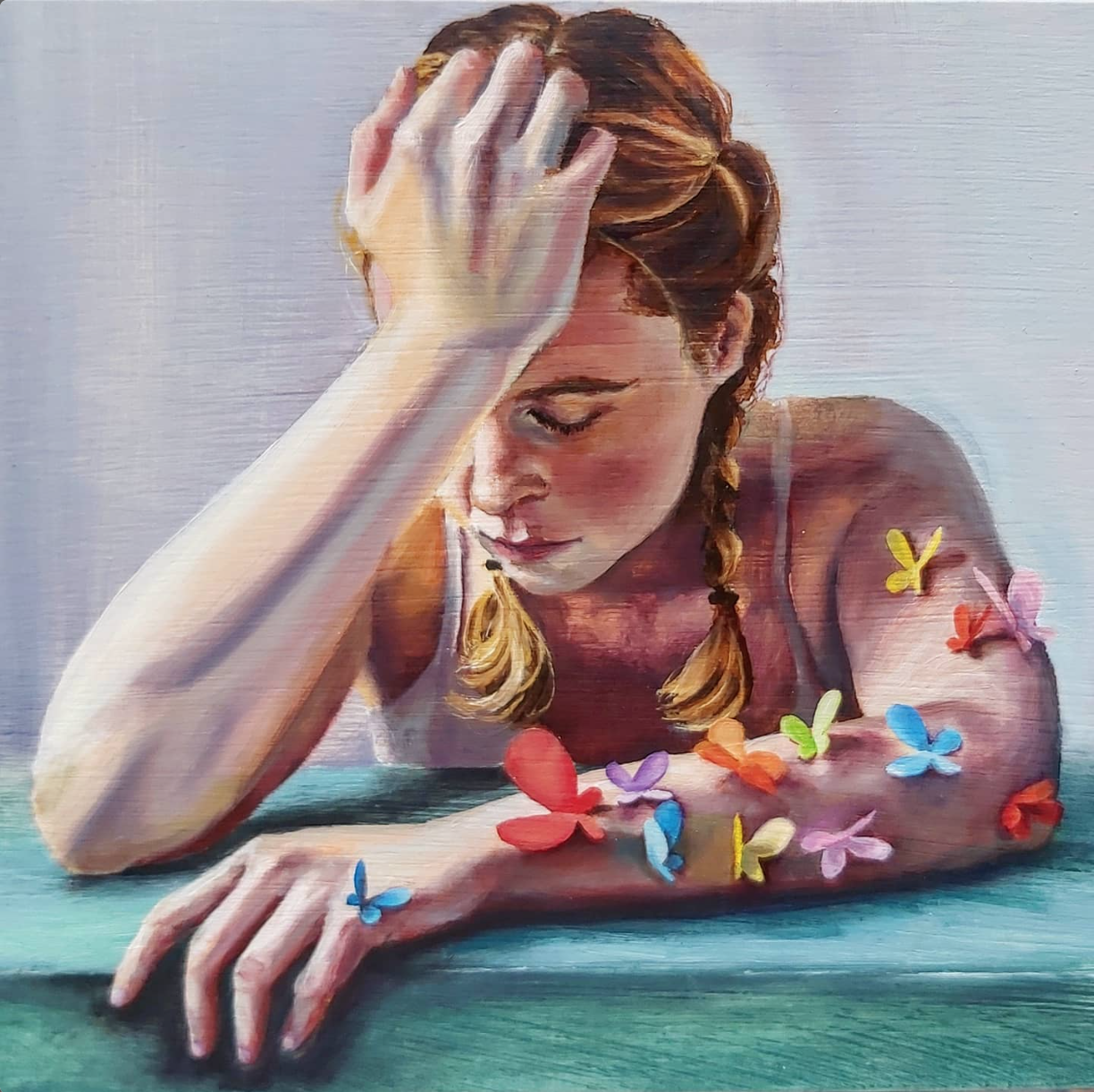 The Butterfly Project, oil on wood. 25x18cm. SOLD. (currently prints are unavailable)