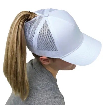 AJM International 5970L - Ladies Polycotton / Nylon Mesh 5 Panel Constructed Full-Fit-Five (Mesh Back)