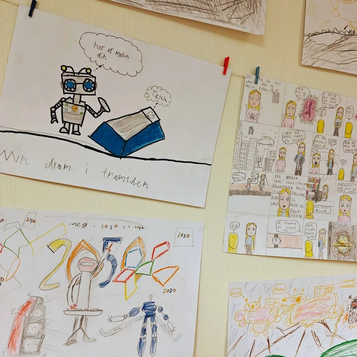 Elever i 6-klasse har tegnet sine fremtider.