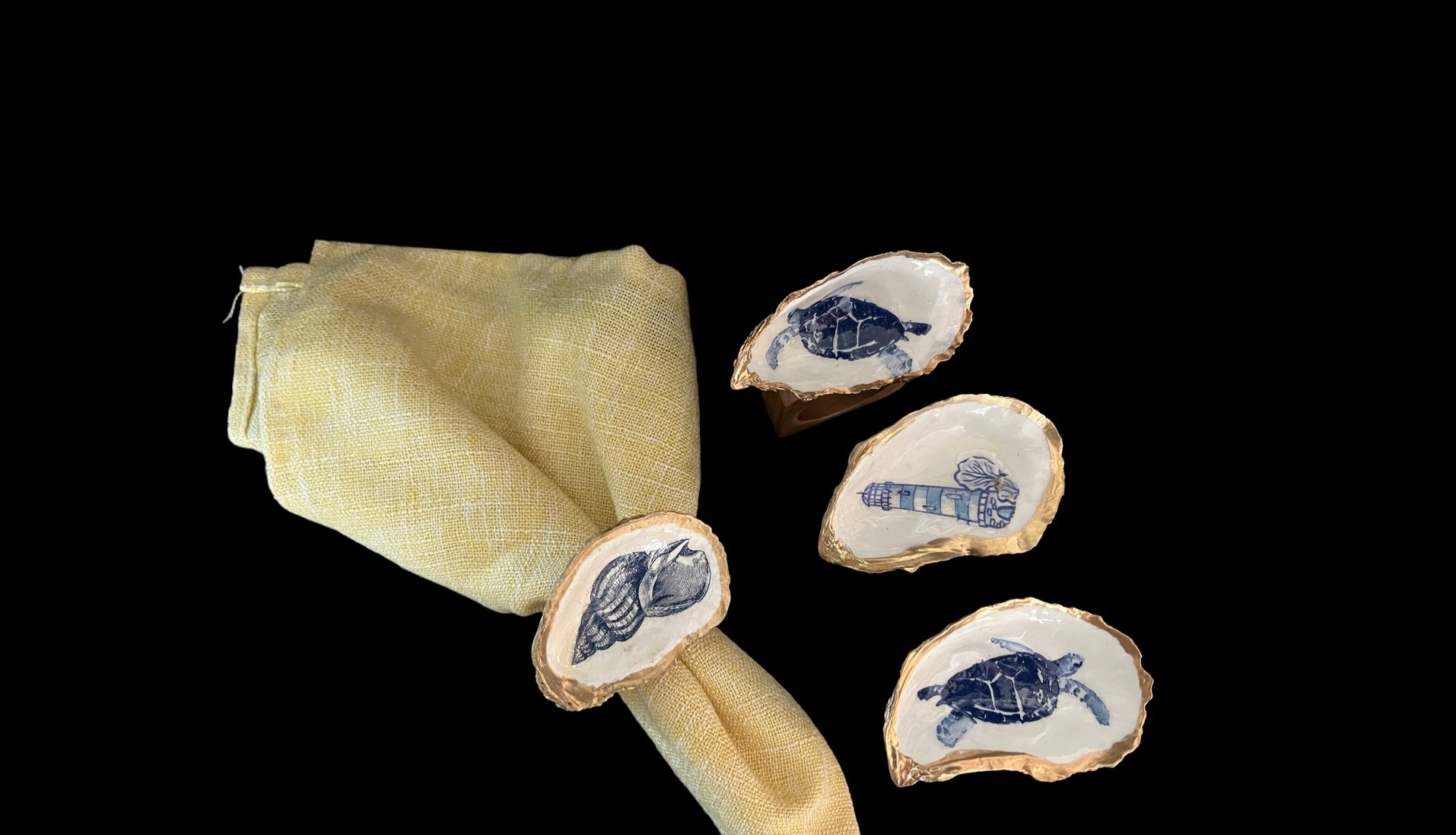 Nautical Oyster Napkin Ring Set