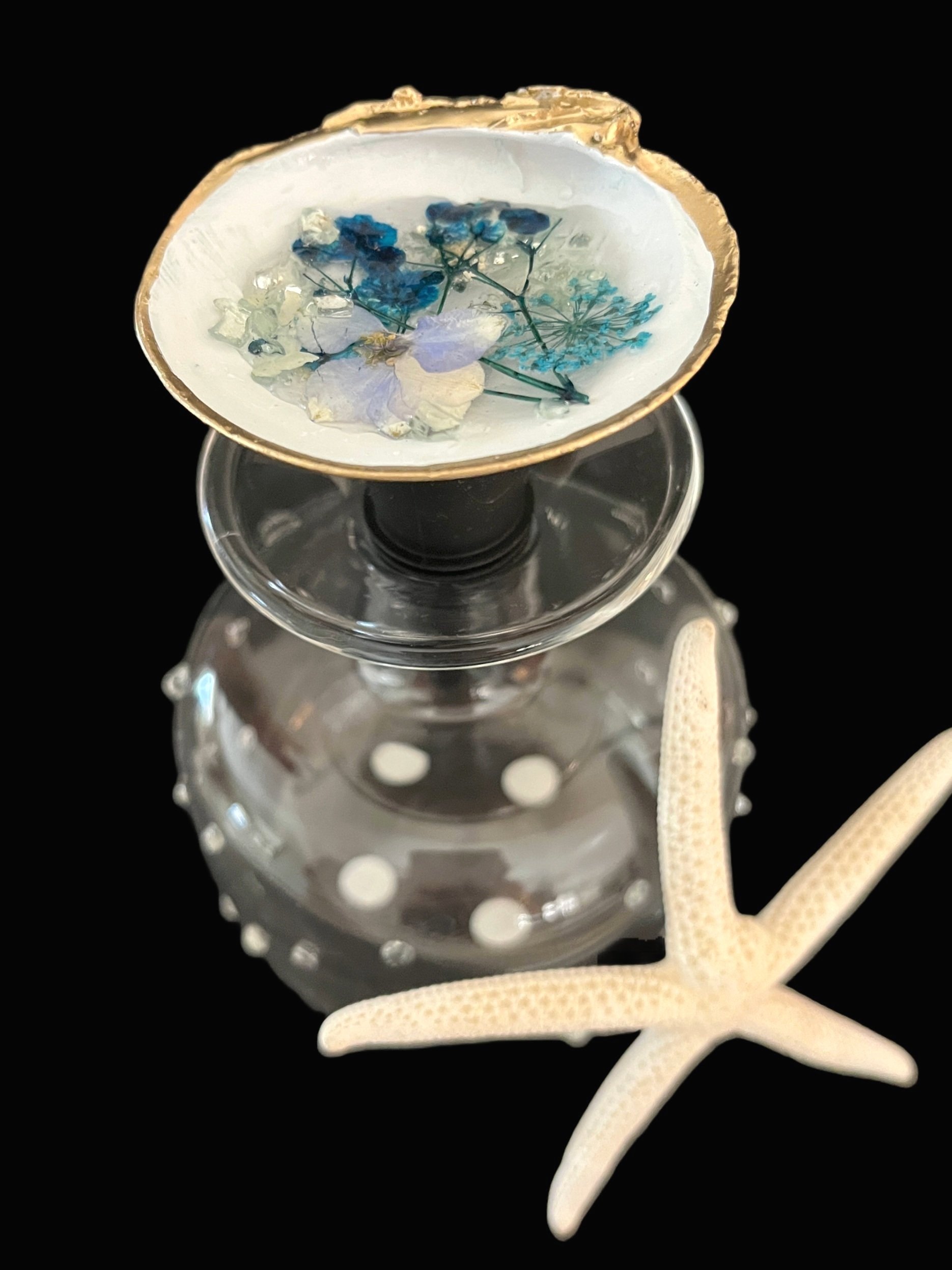 Blue Dried Flower with Resin Wine Stopper