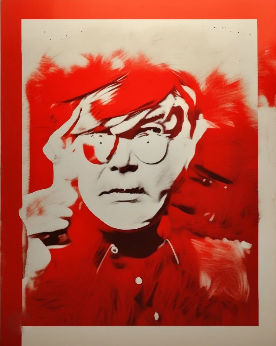 Lit POP Art – Andy Disrupted – Comp 1
Warhol goes glitch. Rendered in fierce red and white, this portrait captures the tension between image and identity. His glasses and hand gesture feel almost cinematic — a self-portrait caught mid-transmission. T