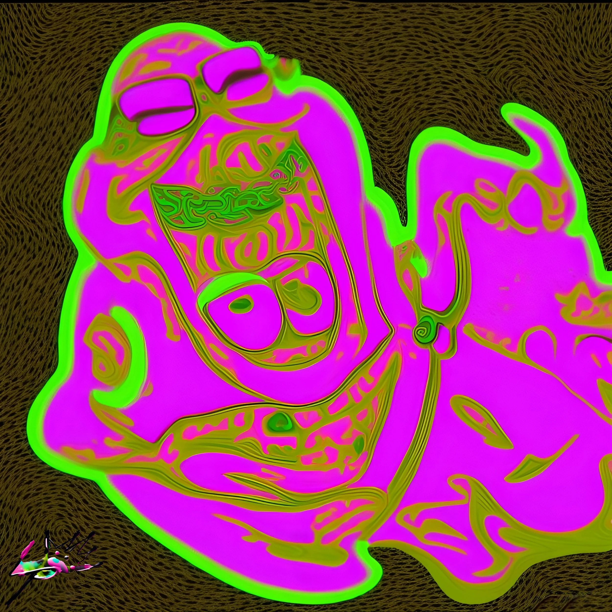 Lit Slimer – Comp 2
Playful chaos with attitude. Lit Slimer – Comp 2 takes the ghostly grin from Ghostbusters and drenches it in hot magenta and brown lines, reworking nostalgia into pure neon groove. The face laughs and dissolves, captured mid-vibra