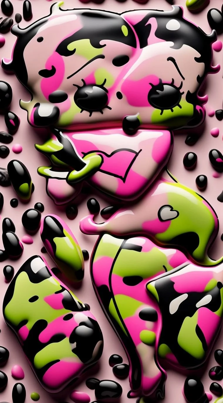Lit Boopsie – Pink Camo – Comp 1
A glossy, three-dimensional Betty Boop shines in bubblegum camouflage. Her charm becomes armor; her pose, empowerment. The pink-green palette radiates nostalgia wrapped in neon self-expression. This piece flips vintag