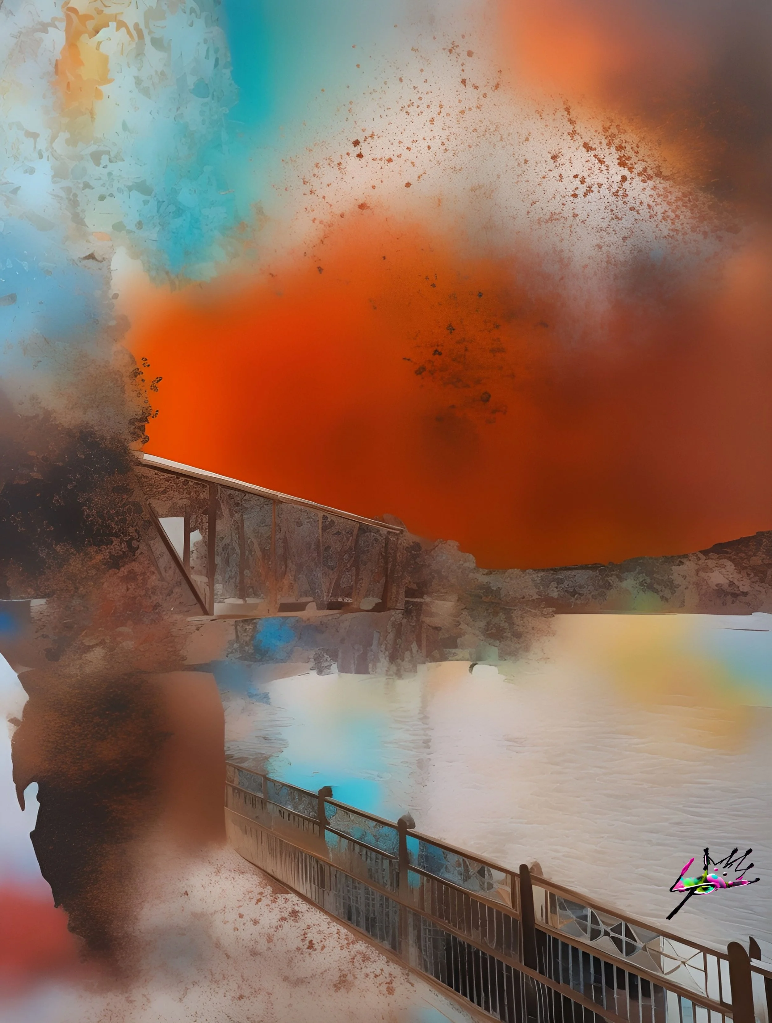Title: Rust Bridge
Metallic tones fade into mist as rust becomes reflection. The bridge isn’t just structure — it’s memory turning to light. Stillness glows where motion once lived.