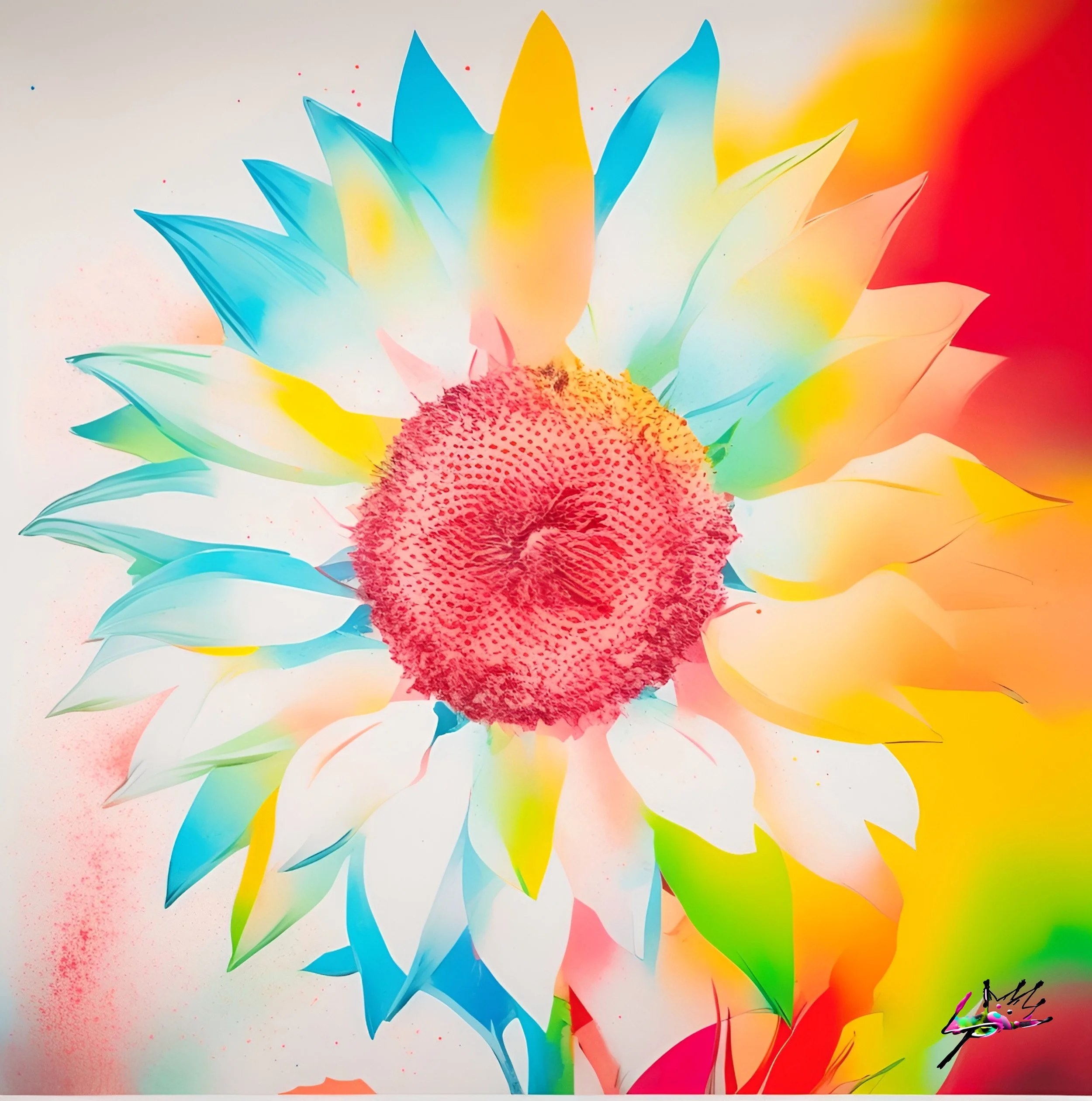 Title: Sunflower Comp 2
A sunflower reimagined through digital radiance — petals as prisms, color as celebration. Light doesn’t rest here; it dances.