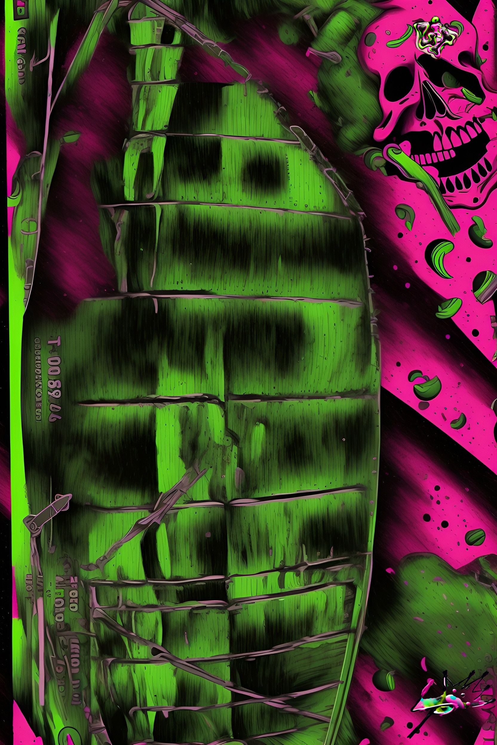 Lit Starship – Comp 2
A surreal cosmic vision where Elon Musk’s Starship floats against a field of skulls and color shock. Pink, black, and green merge into dreamlike friction — technology meeting mortality. Lit Starship feels like a visual rap verse