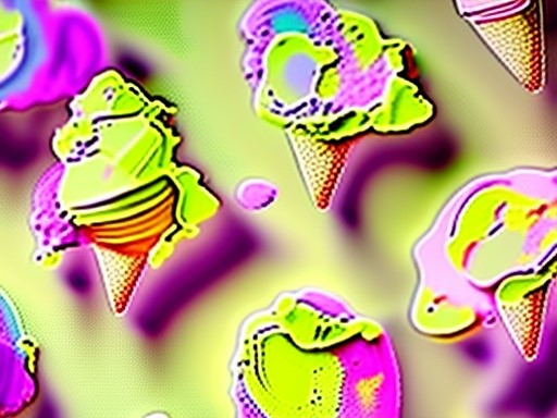 Lit Ice Cream Cone x Camo – Comp 5
A melting celebration of repetition and rhythm, this work takes the everyday ice cream cone and turns it into Pop pattern poetry. Neon greens, pinks, and purples swirl across the piece, creating hypnotic joy. Beneat