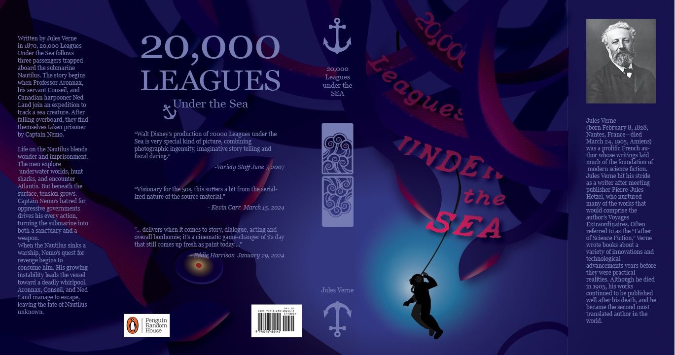 Book Jacket Illustration of "20,000 Leagues under the Sea".