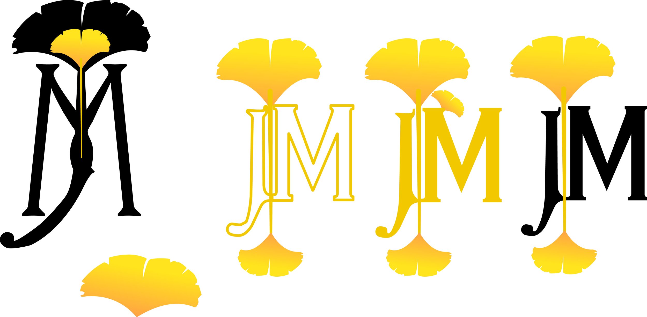 My logo Design of my initials (JM) with a ginkgo leaf
