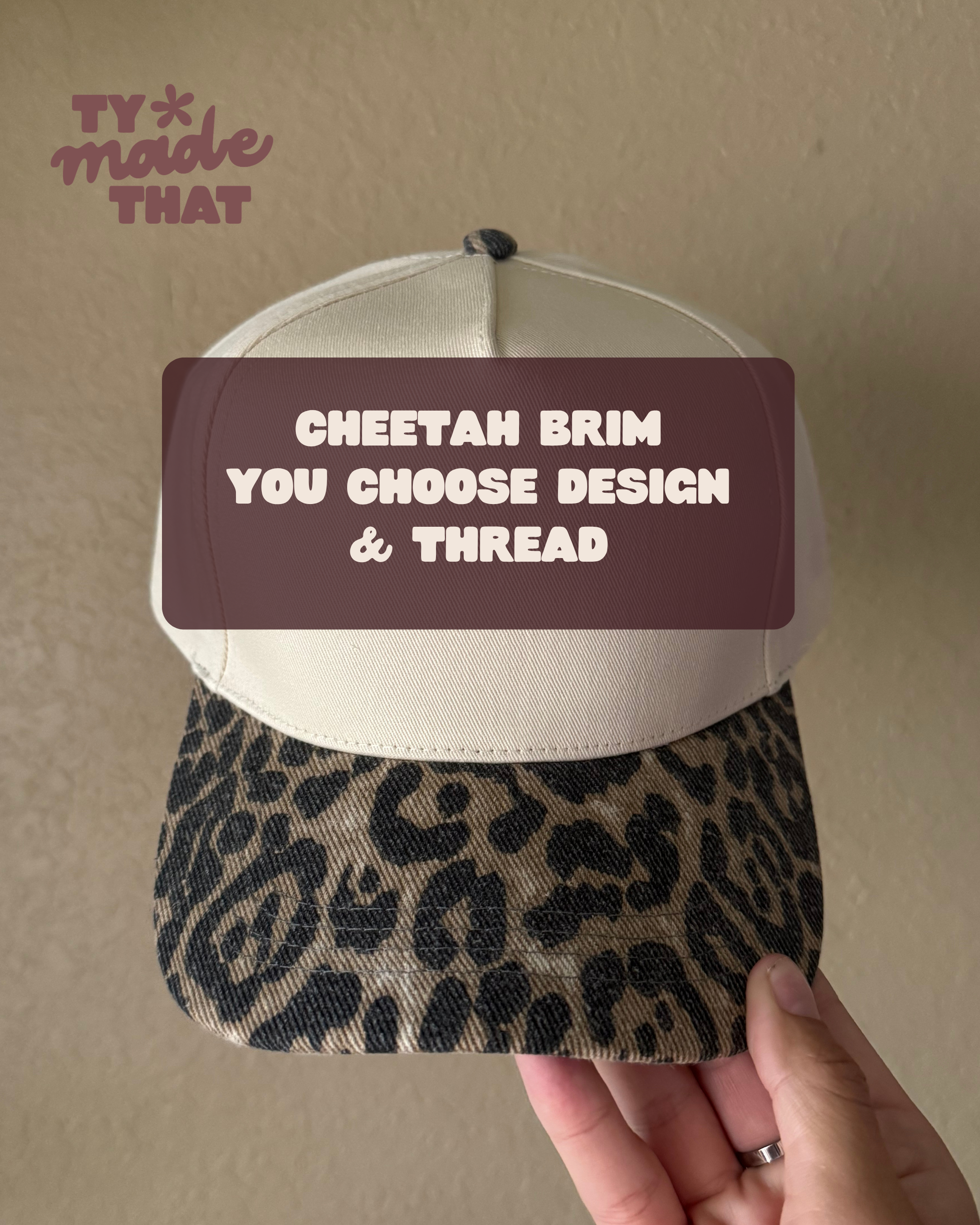 Cheetah Print Brim Embroidered Hat