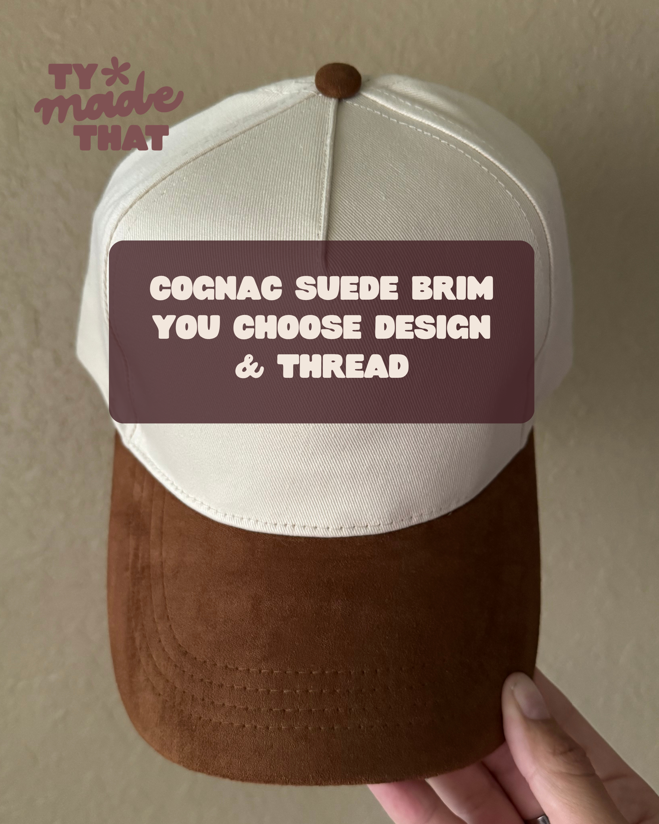 Cognac Suede Brim Embroidered Hat