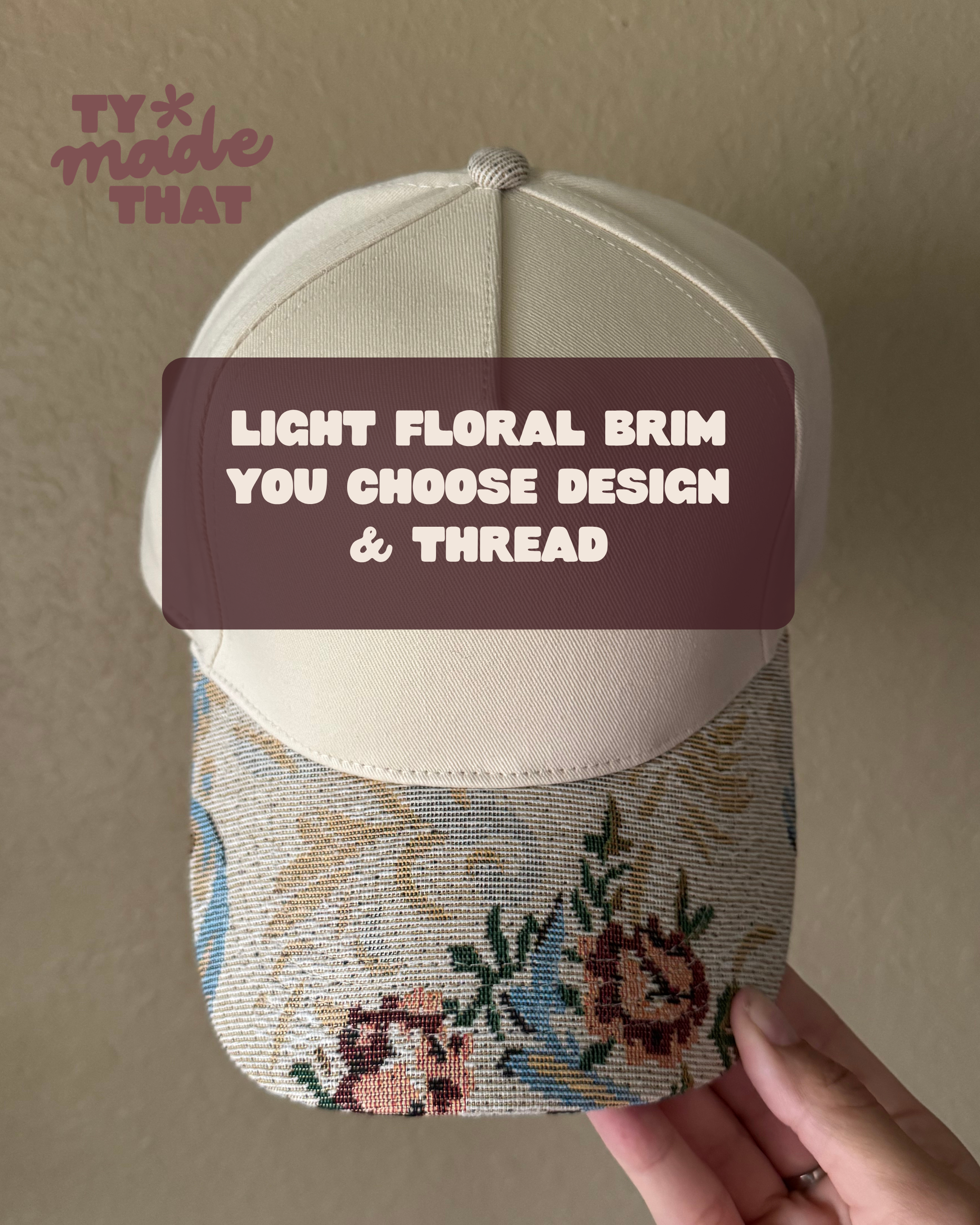 Light Floral Brim Embroidered Hat