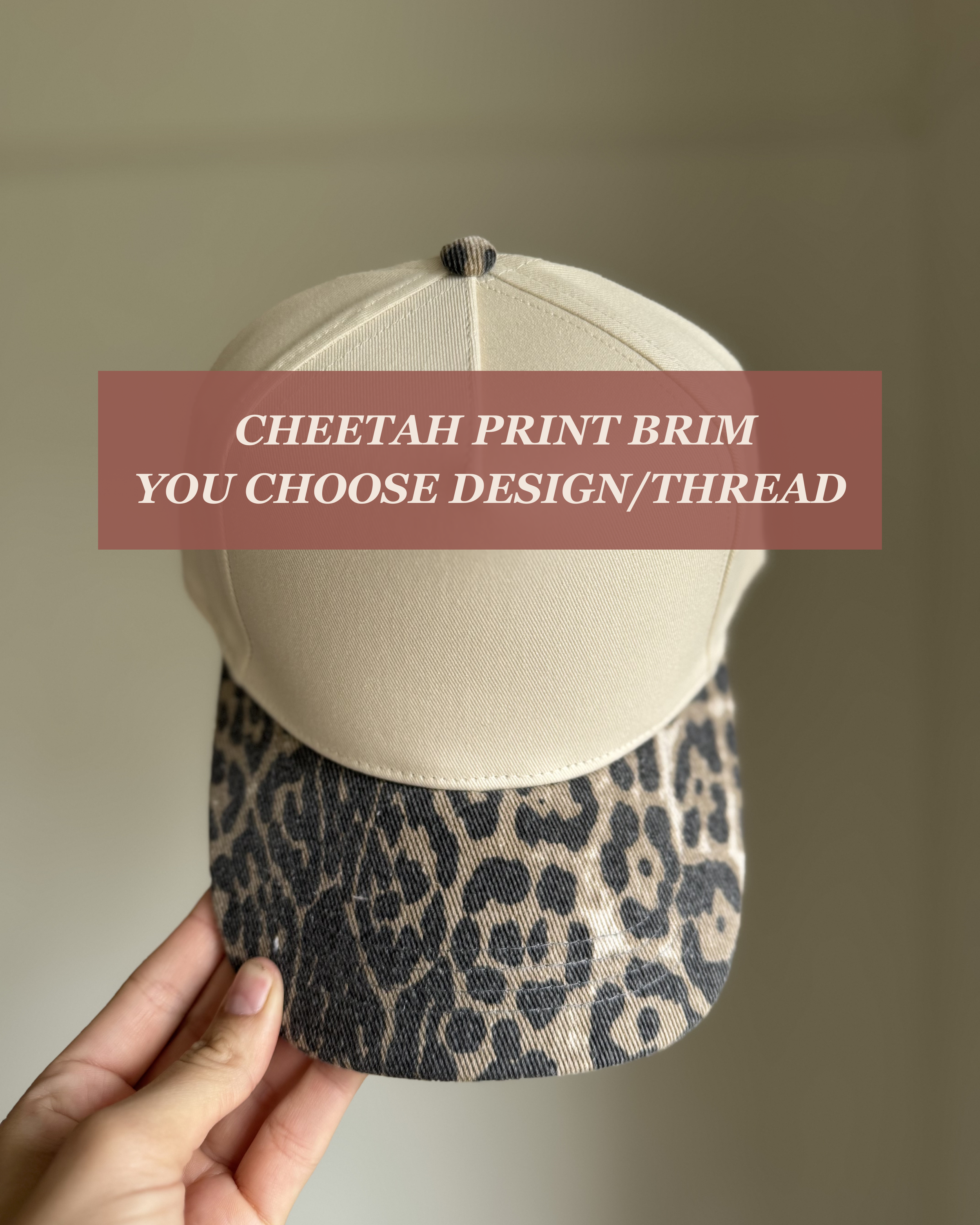 Cheetah Print Brim Embroidered Hat