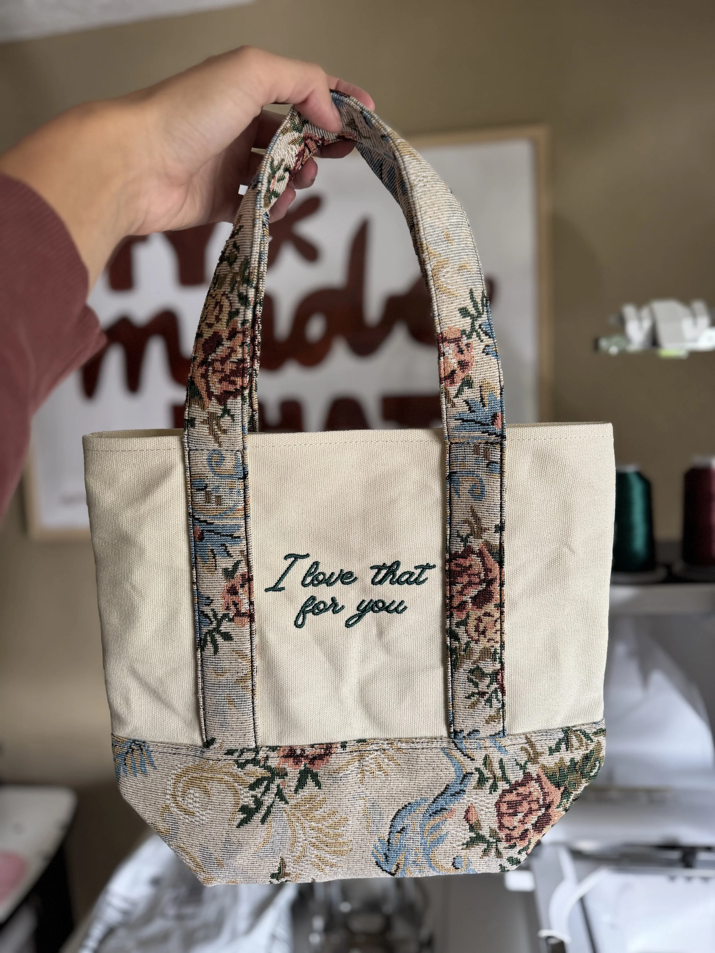 Floral Embroidered Tote