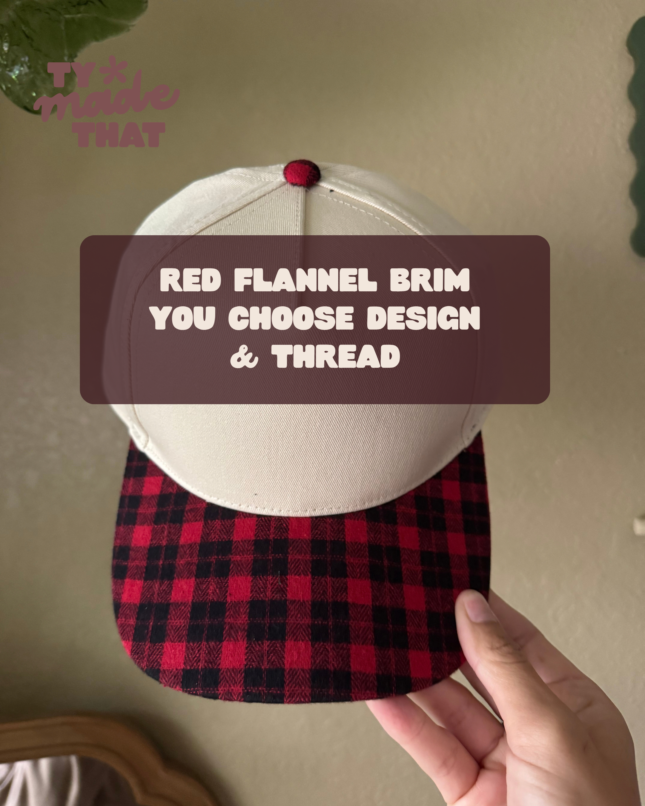 Red Flannel Brim Embroidered Hat