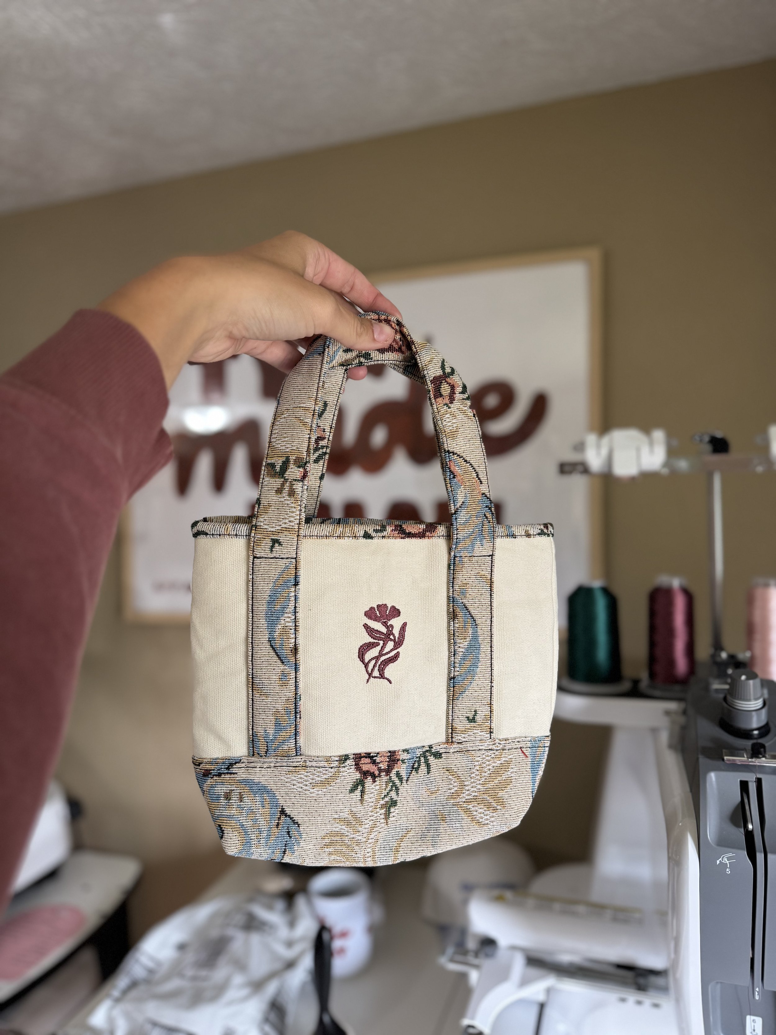 Mini Logo Embroidered Tote