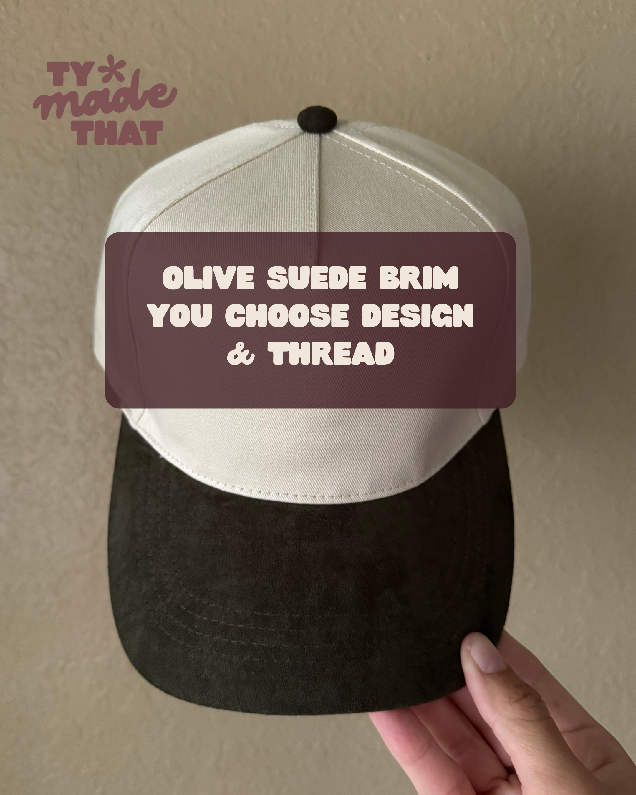 Olive Suede Brim Embroidered Hat