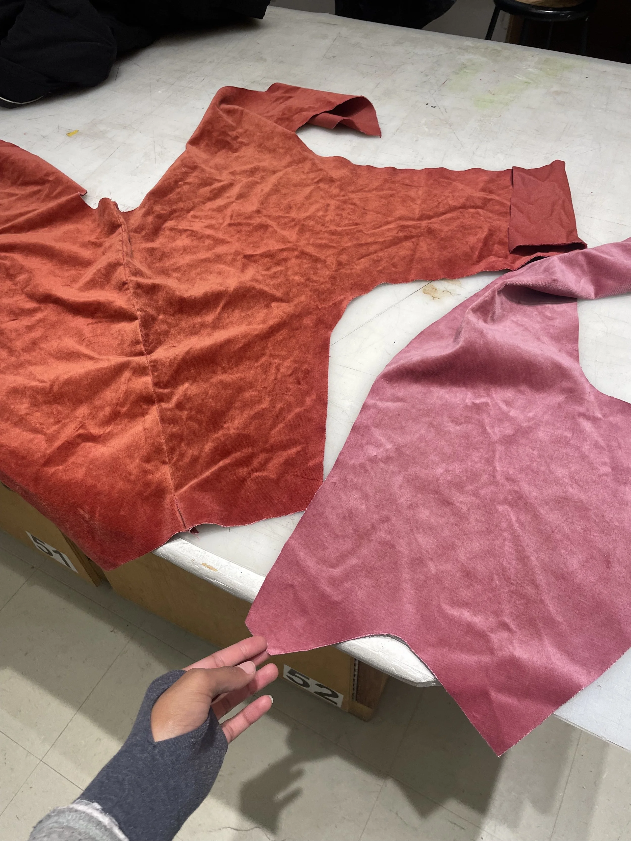 Flat patterned raglan sleeve transformed into 'sleeveless' two-seamed flat pattern. The jacket drapes on the straight grain in the back, the sleeve is cross grain, and the front is on the bias. 2025