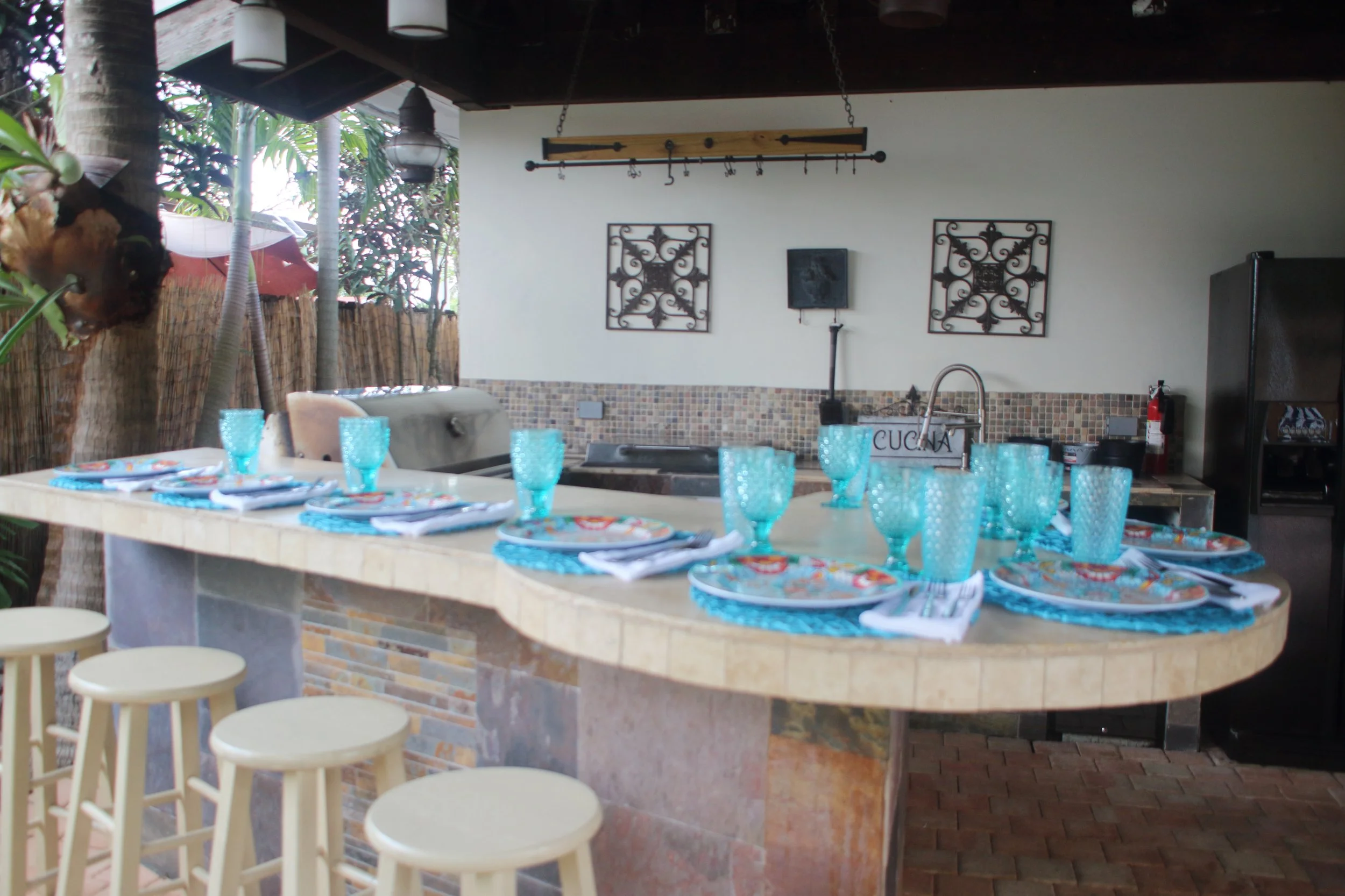 Outdoor kitchen with dining area