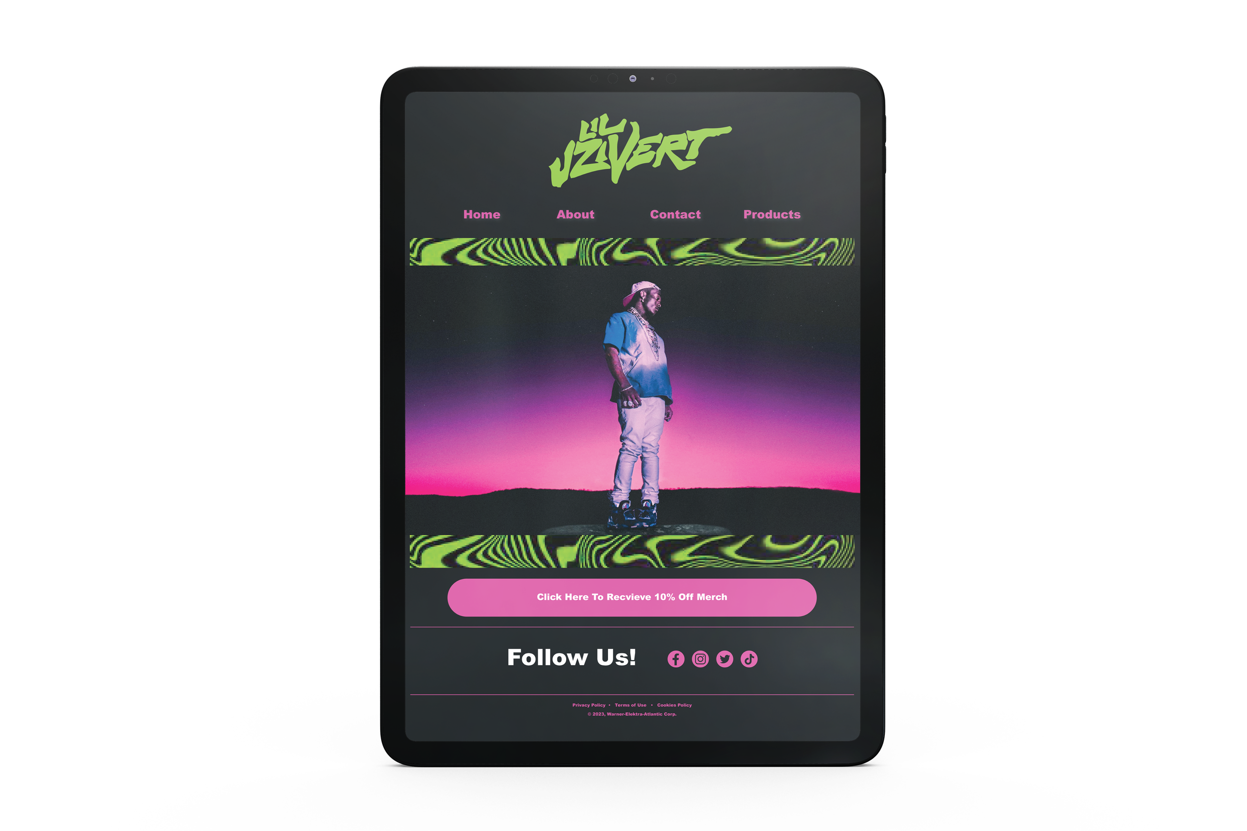 Student-designed tablet website for a Lil Uzi Vert fan page (2023)