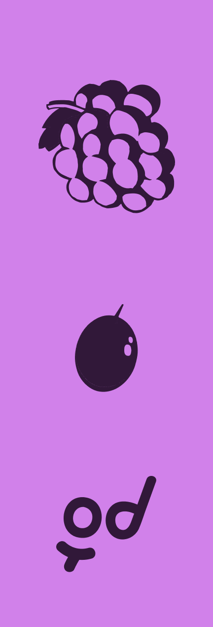 Berry grape flavor panel with grape and berry icons on purple