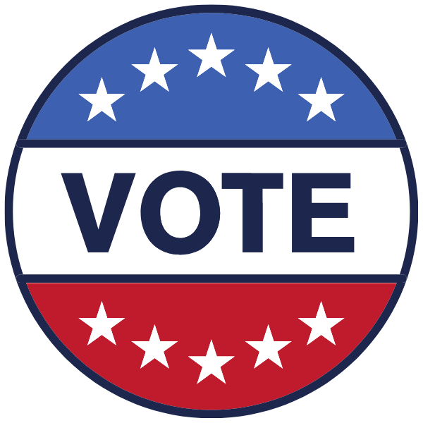 A red, white, and blue button that reads "Vote" in the center.