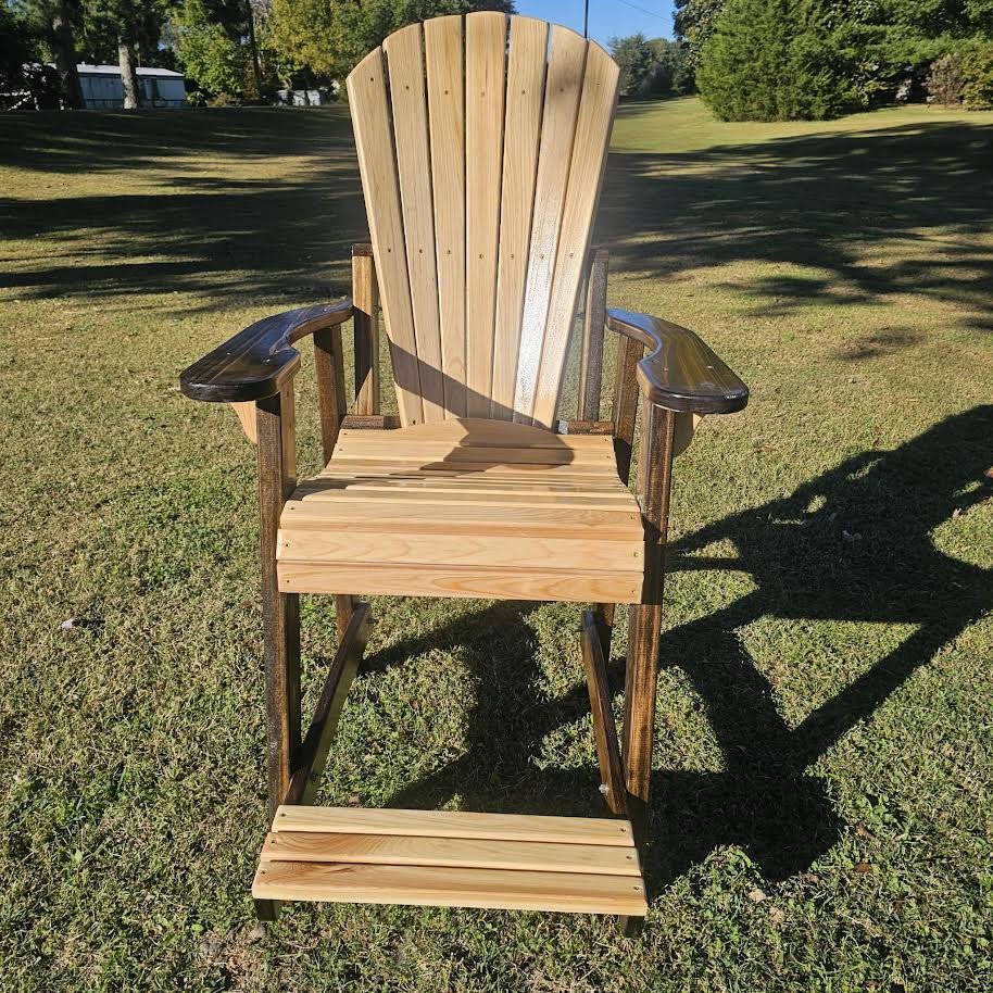 Tall Outdoor Fan‑Back Chair — Handcrafted Wood