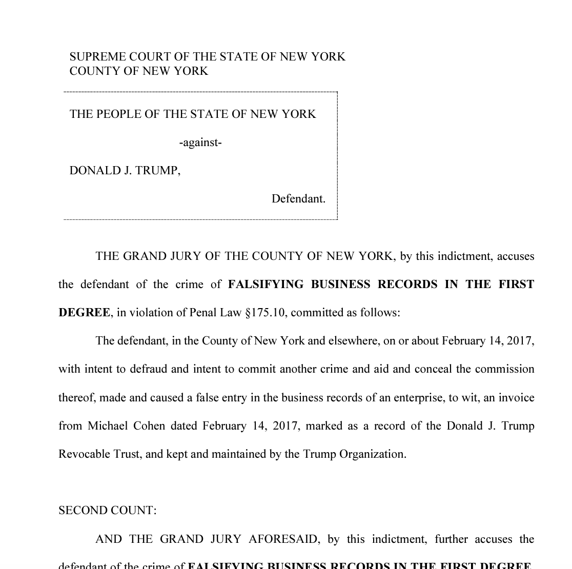 DONALD TRUMP INDICTMENT