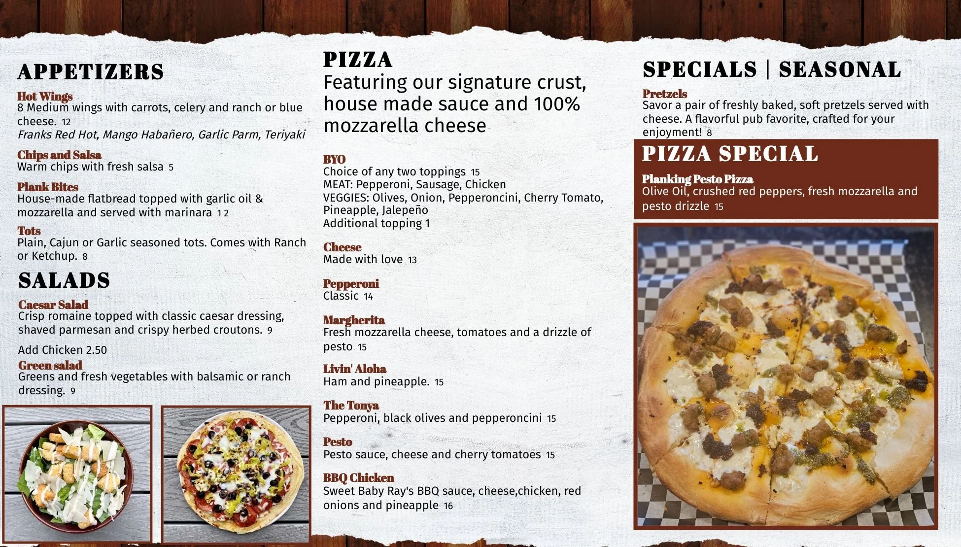 Menu — THE COPPER PLANK