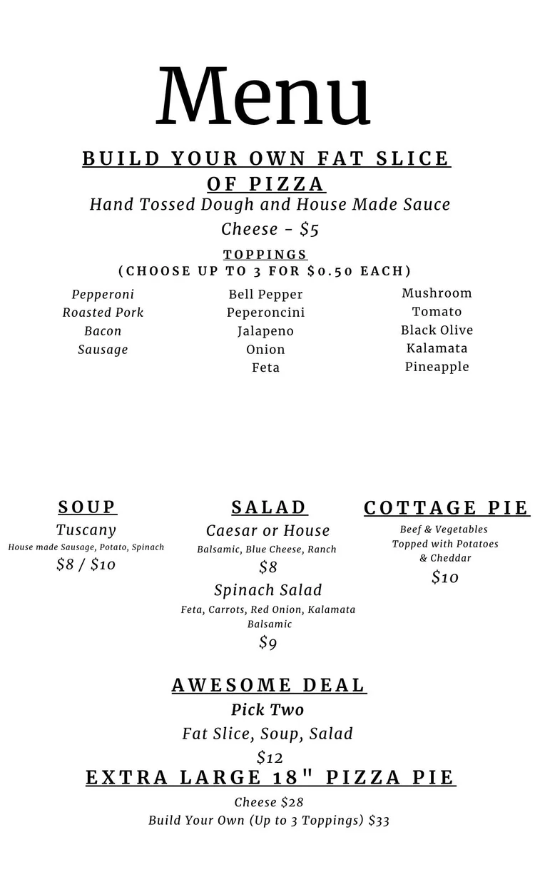 Menu — THE COPPER PLANK