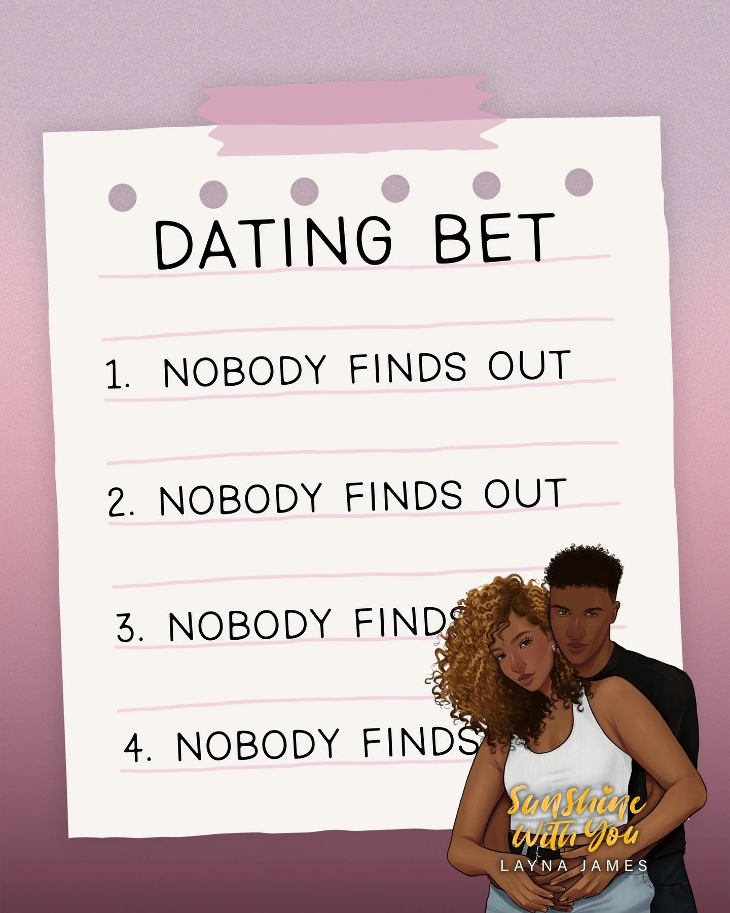 A dating bet between friends? What&rsquo;s the big deal&hellip;😏

📖Sunshine with You, a friends to lovers romance by Layna James. Now in #kindleunlimited🌻

TROPES
💛Friends to Lovers
🌻Mutual Pining
💛Best Friend&rsquo;s Brother
🌻Love Triangle
💛